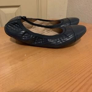 Navy cap toe flats